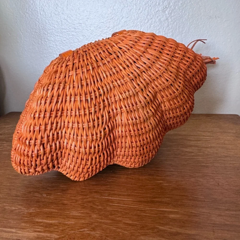 KAYU Jane Clam Clutch Burnt Orange Wicker